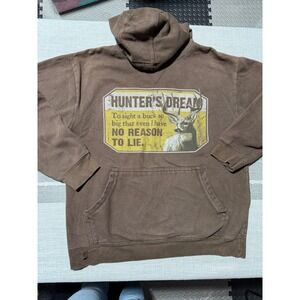 Ranger‎ Mens Hoodie Brown Deer Hunter Graphic Sweatshirt Pullover Size M